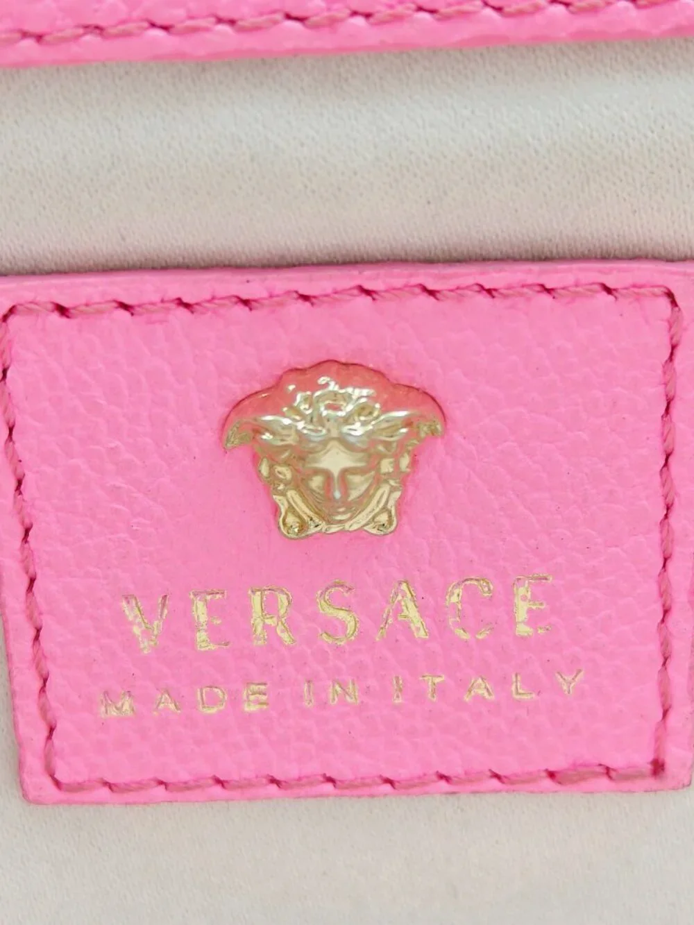 Versace Medusa Pink Leather WOC Wallet On Chain Crossbody Bag Gold Chain - Picture 12 of 13